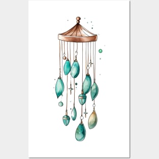 Aqua Wind Chime and Charms Posters and Art